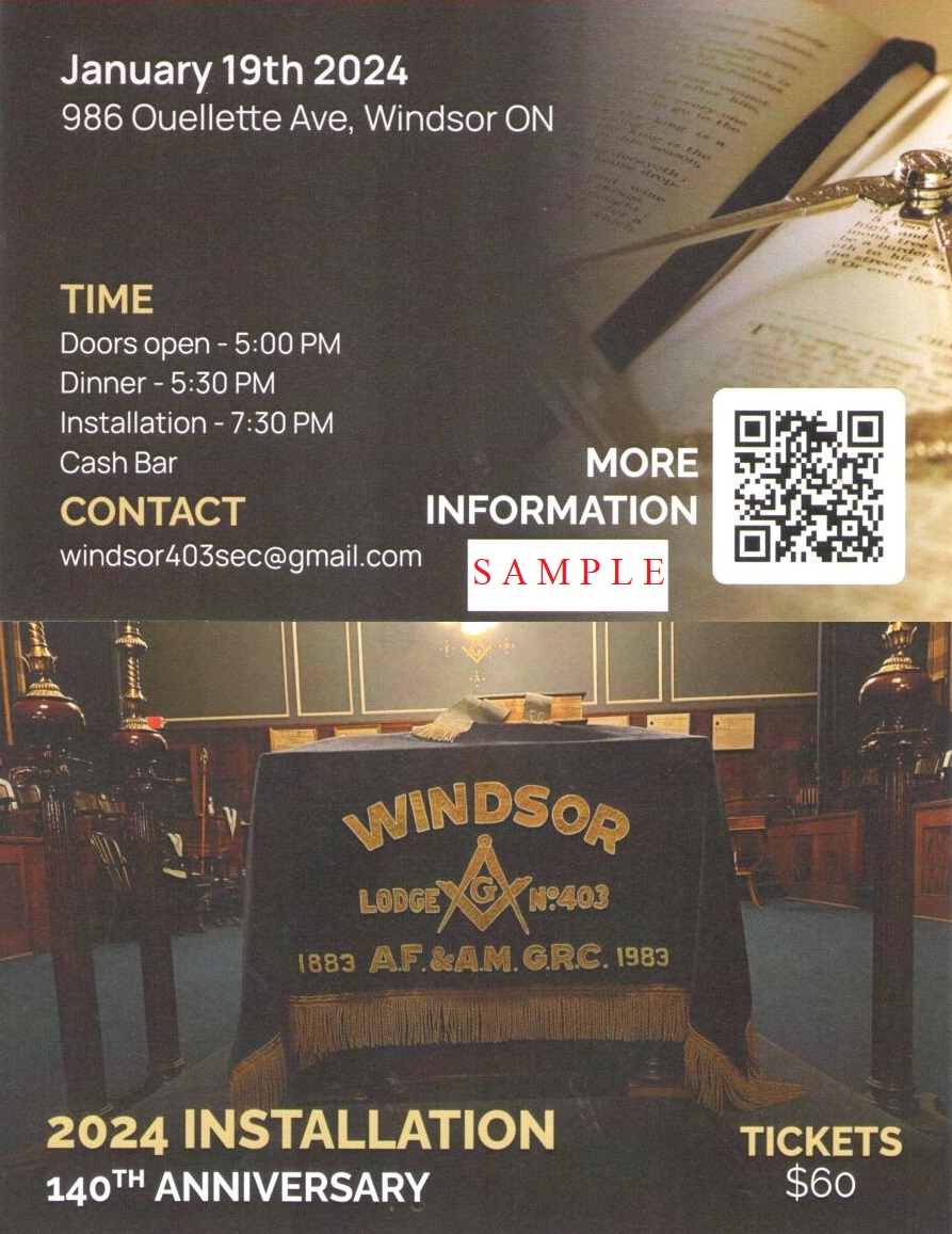 Windsor Lodge No 403 Sample Ticket